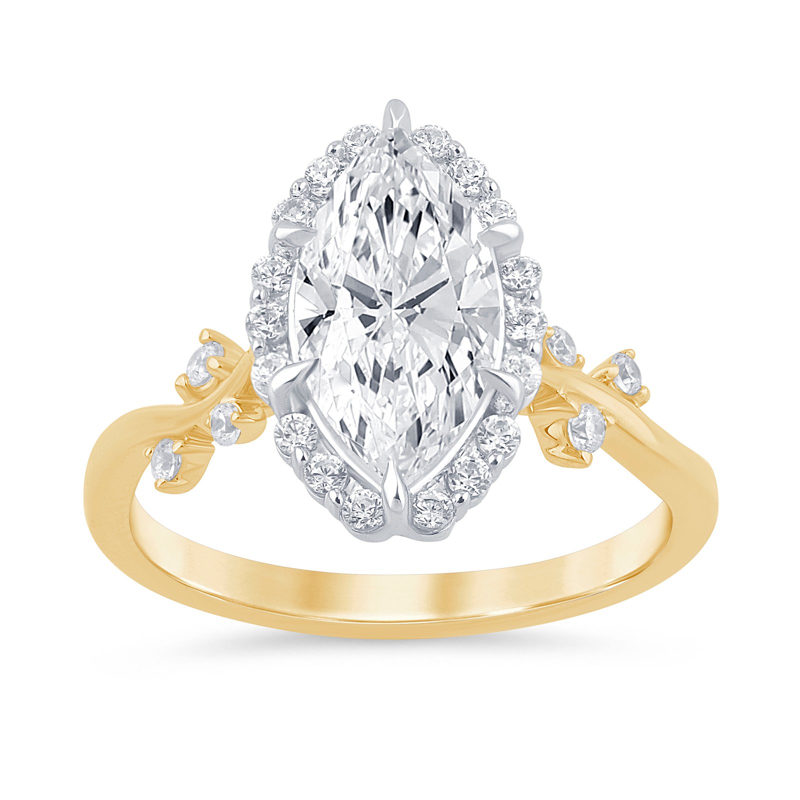 LG - 14K 2.34CT D-RING LDS MARQ/RDS CNTR 2.02CT  "CERTIFIED"